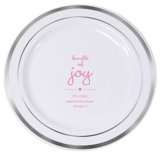 Heart Bundle of Joy Premium Banded Plastic Plates